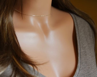 Ultra Dainty Chain Necklace, Layering Dainty Choker, Simple Thin Chain Necklace, Minimalist, God, Silver, Rose Gold, CharmingMetals