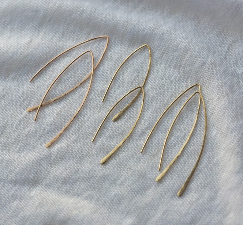 Dainty Minimal Arc Threader Earrings, Minimalist, Simple, Everyday, 14k Gold Fill, Sterling Silver, Rose Gold image 2