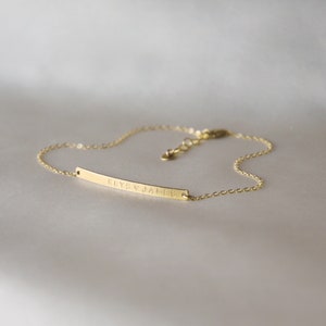 Dainty Personalized Bar Anklet, Custom Ankle Bracelet, Zip Code, Date, Jewelry, 14k Gold Fill, Sterling Silver, Rose Gold by CharmingMetals
