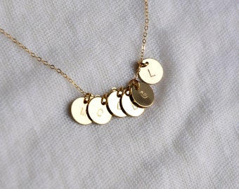 Small Initial Disc Necklace, Hand Stamped, Personalized Gift, Minimalist Custom Necklace, Gift for Mom / Silver / Gold / Rose Gold • 9MM