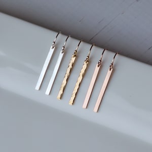 Dainty Gold Bar Earrings, Slim Minimalist Bar Earrings, Gold Bar Drops, Silver Bar Earrings, Gift for Her, Gold, Silver, Rose Gold