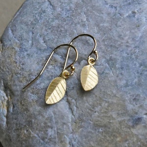 Delicate Leaf Earrings, Artisan Nature Jewelry, Drop Earrings, Everyday Dangle Earrings, Dainty Silver Drops, 14K Gold Fill, Vermeil, Silver