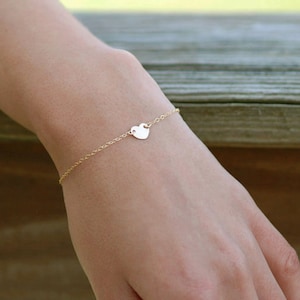 Little Personalized Heart Bracelet, Mother Daughter Gift in Sterling Silver, 14k Gold Fill and Rose Gold Fill by CharmingMetals