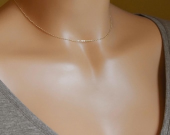 繊細なチェーンネックレス、ミニマルな重ね付けチェーンネックレス、シンプルで普段使いにぴったりの繊細なチョーカー、ゴールド、シルバー、ローズゴールド（CharmingMetals製）