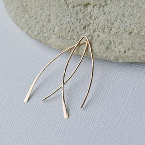 Dainty Minimal Arc Threader Earrings, Minimalist, Simple, Everyday, 14k Gold Fill, Sterling Silver, Rose Gold image 1