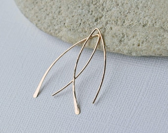 Arc Threader Earrings, Dainty Minimal Earrings, Simple Everyday Earrings, 14k Gold Fill, Sterling Silver or Rose Gold