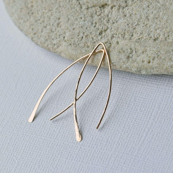 Dainty Minimal Arc Threader Earrings, Minimalist, Simple, Everyday, 14k Gold Fill, Sterling Silver, Rose Gold