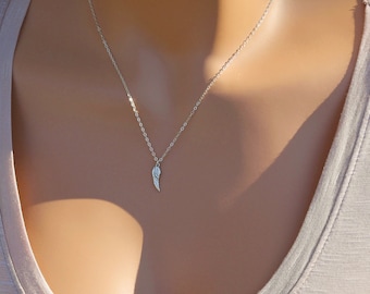 Dainty Angel Wing Necklace, Personalized Memorial Gift, Remembrance Gift in Sterling Silver