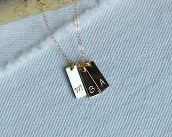 Personalized Vertical Bar Necklace, Dainty Bar Necklace, Small Tag Necklace, Name Necklace, Silver, Gold, Rose Gold, BCV_16