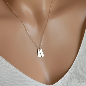 Personalized Bar Necklace, Dainty Vertical Bar, Small Tag Pendant, Name Necklace, Gift for Her, Silver, Gold, Rose Gold