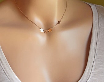 繊細なイニシャルハートネックレス、クロスネックレス、パーソナライズされた母の日ギフト、14Kゴールドフィルド、スターリングシルバー、ローズゴールド