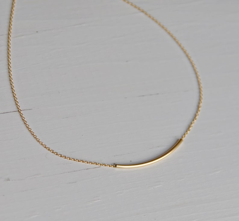 Simple Everyday Necklace Dainty Gold Bar Necklace Delicate Etsy