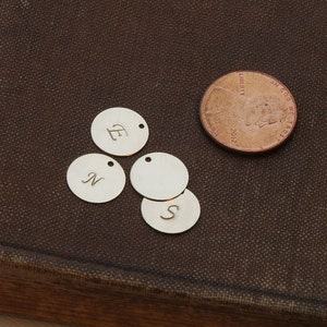 Add On Initial Charm, Hand Stamped Round Initial Disc, Add a Personalized Pendant, 14k Gold Fill, Sterling Silver, Rose Gold