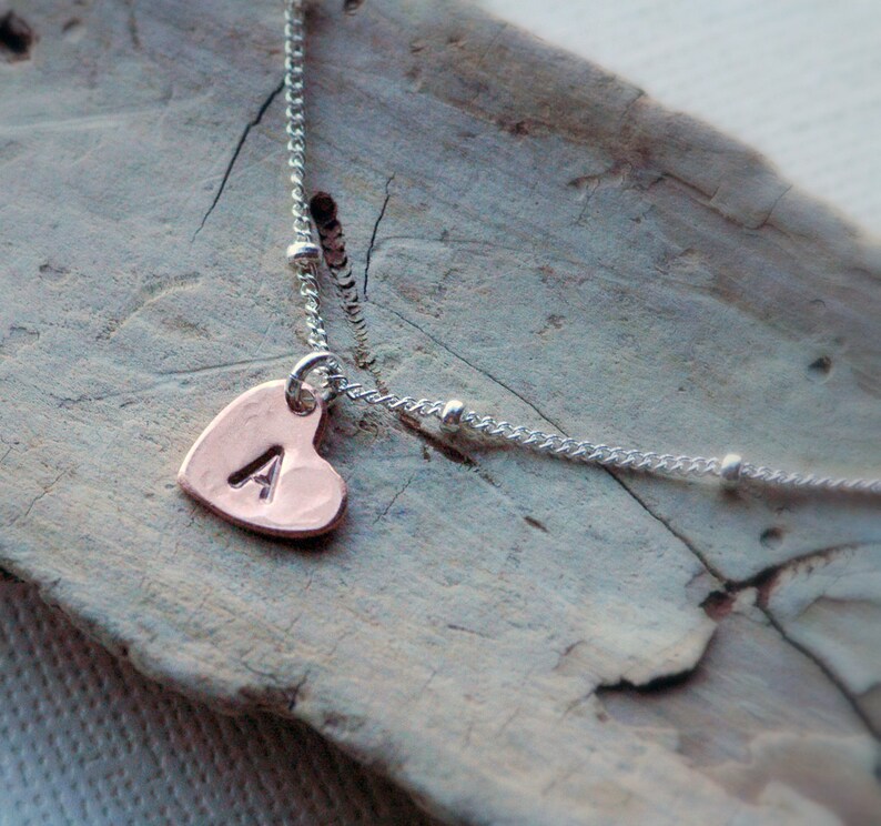 Rose gold heart initial necklace Clearance
