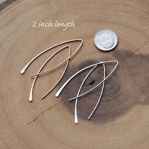 Dainty Minimal Arc Threader Earrings, Minimalist, Simple, Everyday, 14k Gold Fill, Sterling Silver, Rose Gold image 4