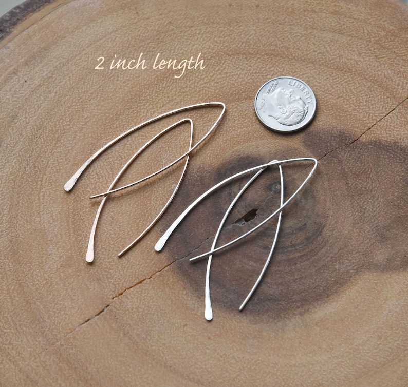 Dainty Minimal Arc Threader Earrings, Minimalist, Simple, Everyday, 14k Gold Fill, Sterling Silver, Rose Gold image 4