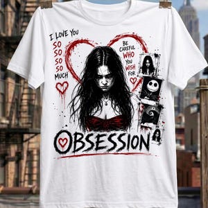 Obsession-Film-Shirt, Horrorfilm-Sweatshirt, Gruselfilm-T-Shirt, Gothic-Horror-Shirt, Halloween-T-Shirt mit Grafik, Geschenk für Thriller-Fans, Geschenk für Horrorliebhaber