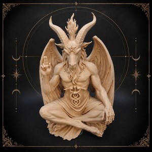 Baphomet Statue, 3D Printed Horned Goat Sculpture, Gothic Occult Altar Decor