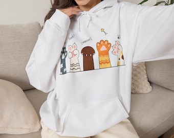 Cat Paw Shirt, Cute Cat T-Shirt, Kawaii Cat Sweatshirt, Funny Cat Lover Hoodie, Cat Mom Gift, Kitty Graphic Tee, Meow Shirt