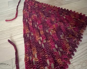 Handgefertigtes, mehrfarbiges Häkel-Bandana - (Passender Poncho separat erhältlich)