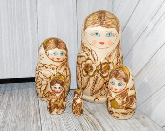 BestPysanky Set of 3 German Shepherd Dogs Wooden Nesting Dolls 4.25 Inches