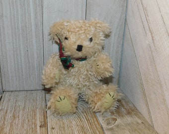 Vintage Jointed Teddy Bear with Ribbon, Vintage Teddy Bear, Jointed Teddy Bear, Prop, Gift, Childhood, Daysgonebytreasures Dc*