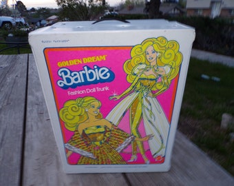 Golden Dream Barbie Fashion Trunk 1004, Vtg Barbie Case, 1980 Barbie Carrying Case, Childhood Memories, Gift, Prop, Daysgonebytreasures *y