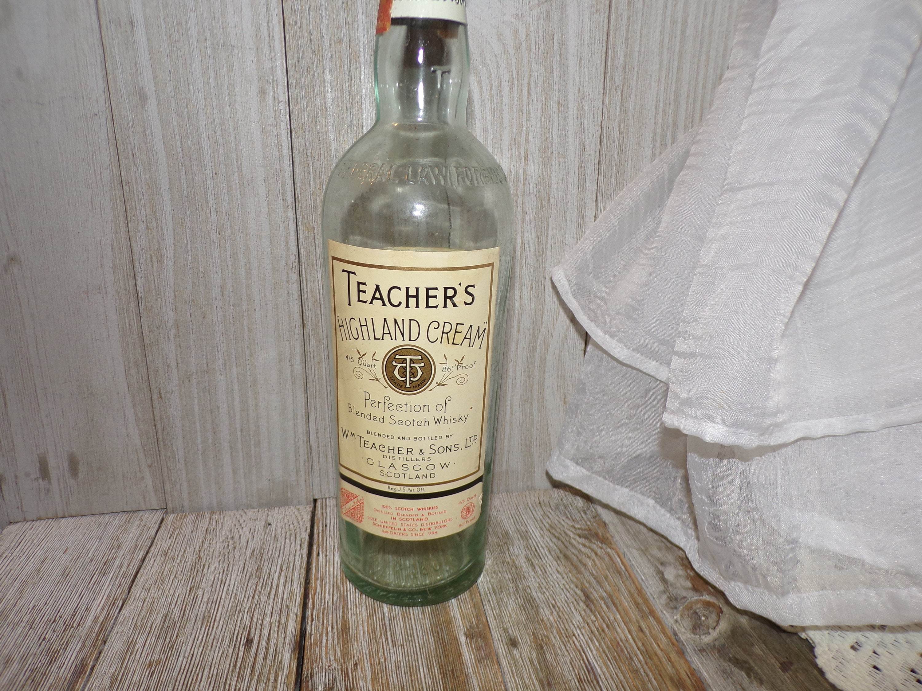 Teachers Highland Cream, Bottle EMPTY Bottle Bar Decor, Home Decor