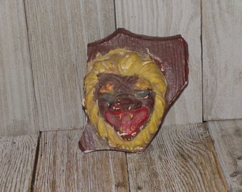 Vtg Cub Scouts LION HEAD MEMORY Broken Plaster Lion. Scout Memory Lion Head Gift Prop Daysgonebytreasures *