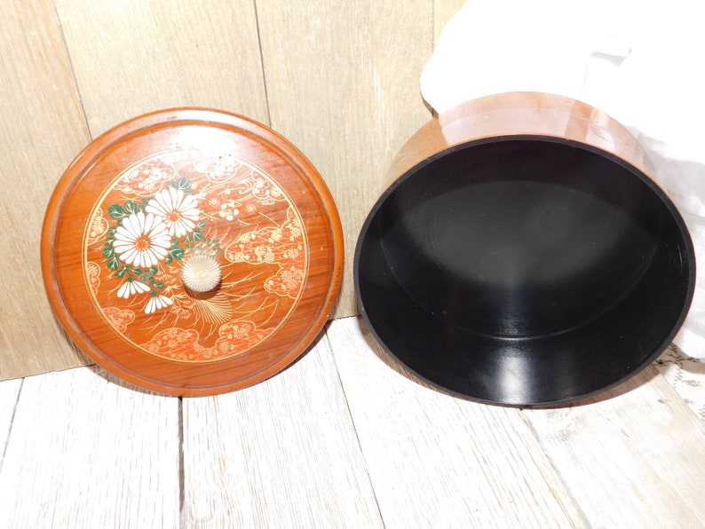 Vintage Powder Puff Box Small Round Flower Box Trinket Box Etsy