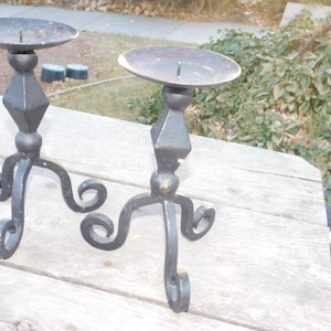 Candle Stick Holders Set Heavy Metal Candle Holders  Gothic, Medieval Spooky Vintage Home Décor Prop Daysgonebytreasures *