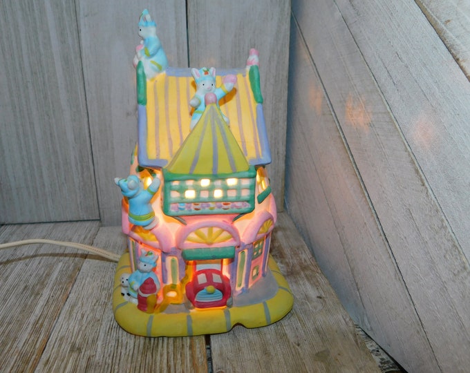 Vintage Bunny Spring Light up Firer House Bunny House Spring Etsy
