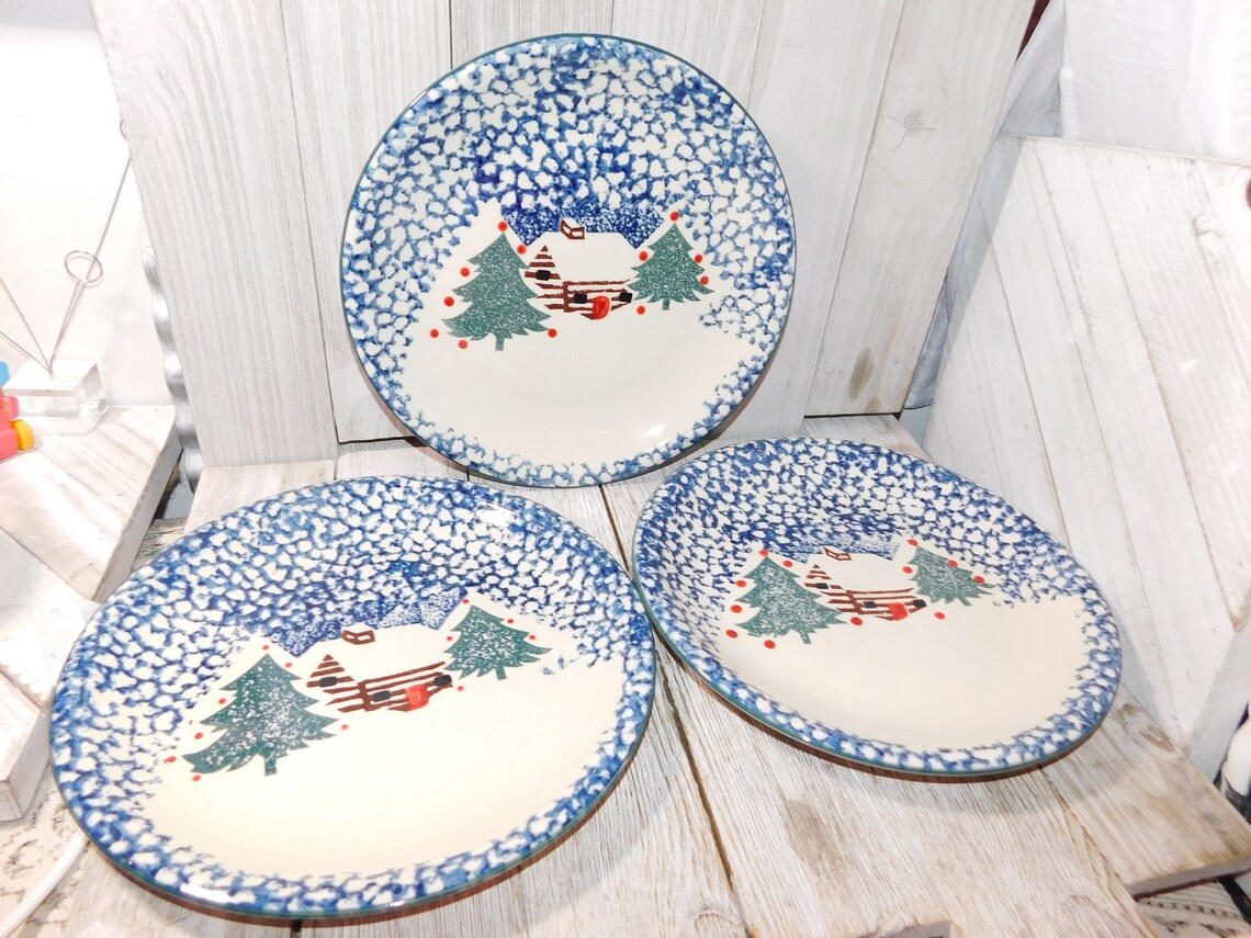 Folk Craft Cabin in the Snow Dinner Plates Sold Separately Etsy