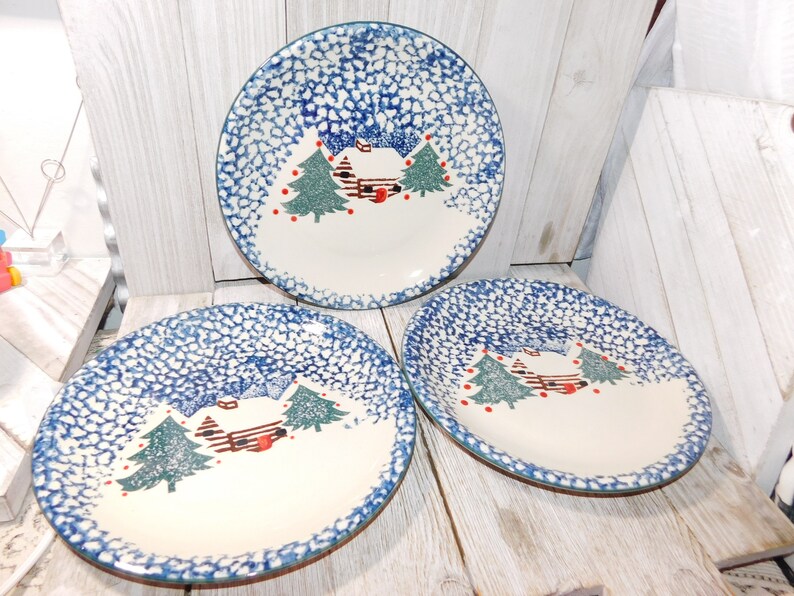 Folk Craft Cabin in the Snow Dinner Plates Sold Separately Etsy