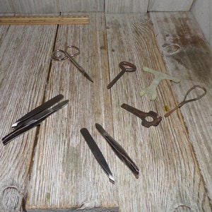 Vtg Tiny Scissors, Craft Tweezers, Tool Keys YOUR CHOICE LISTING, Junk Drawer Clean out, Crafts, Memories, Gift, Prop, Daysgonebytreasures *