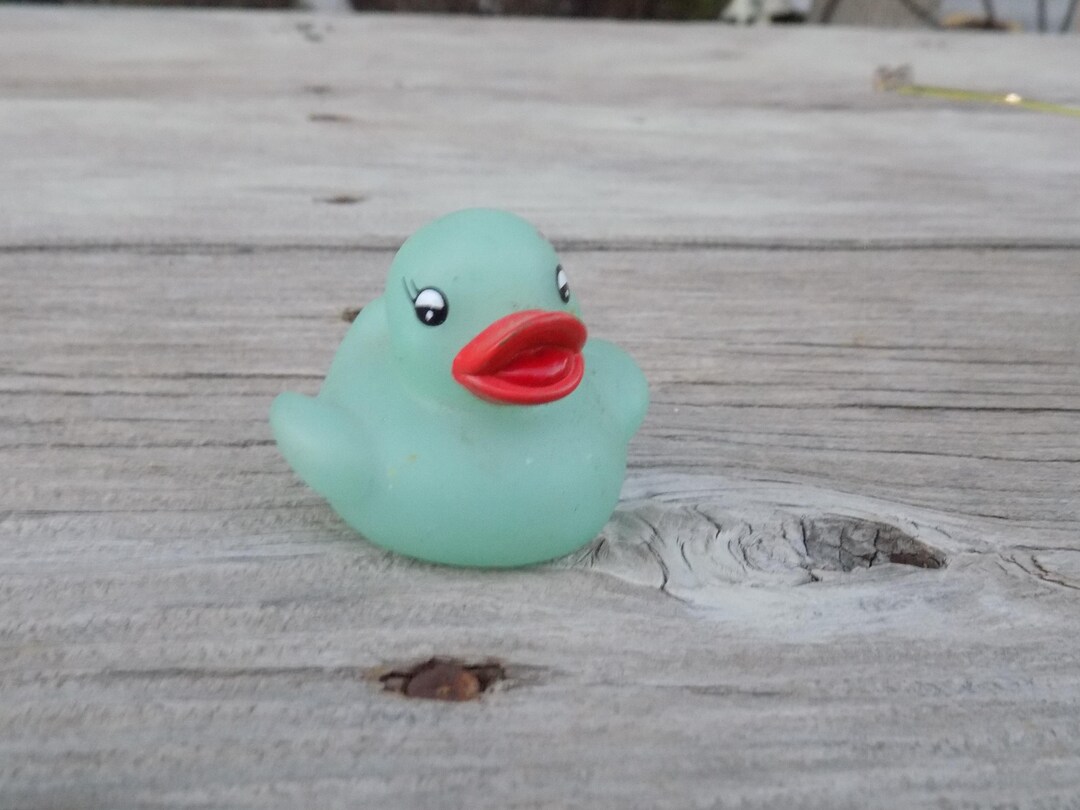 Duck Small Green Rubber Duck, Bath Toy, Vintage Toys, Memories, Gift ...