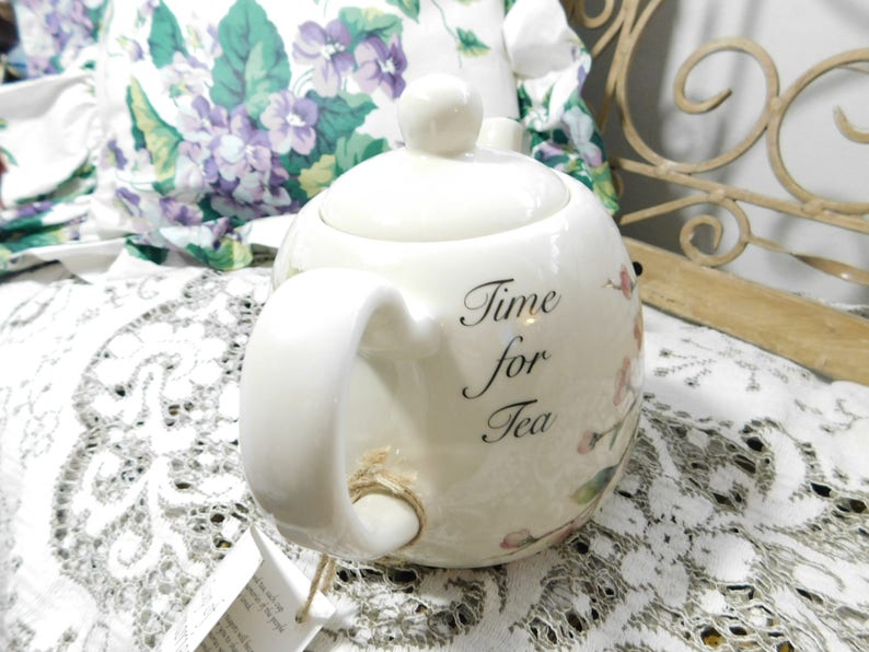 Time For Tea Teapot Martha Vaughn Vintage Teapot Vintage Etsy
