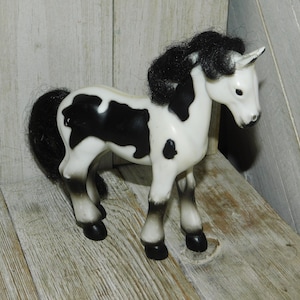 PONY Vtg Black  White Horse Or Pony, Vintage Toy Horse or Pony, Vintage Toys, Horse, Pony, Gift, Prop, Daysgonebytreasures,Dc*