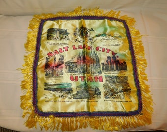 Salt Lake City Silk Like Pillow Cover Flat Pillow Cover Salt Lake Souvenir Home Decor 70s Decor Memories Gift Daysgonebytreasures*