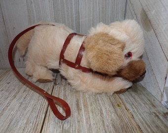 Vtg Puppy on Leash, Plush Puppy, Stuffed Puppy on Leash, Dog on Leash Vtg Stuffed Animal, Memories, Gift, Prop, Daysgonebytreasures *y