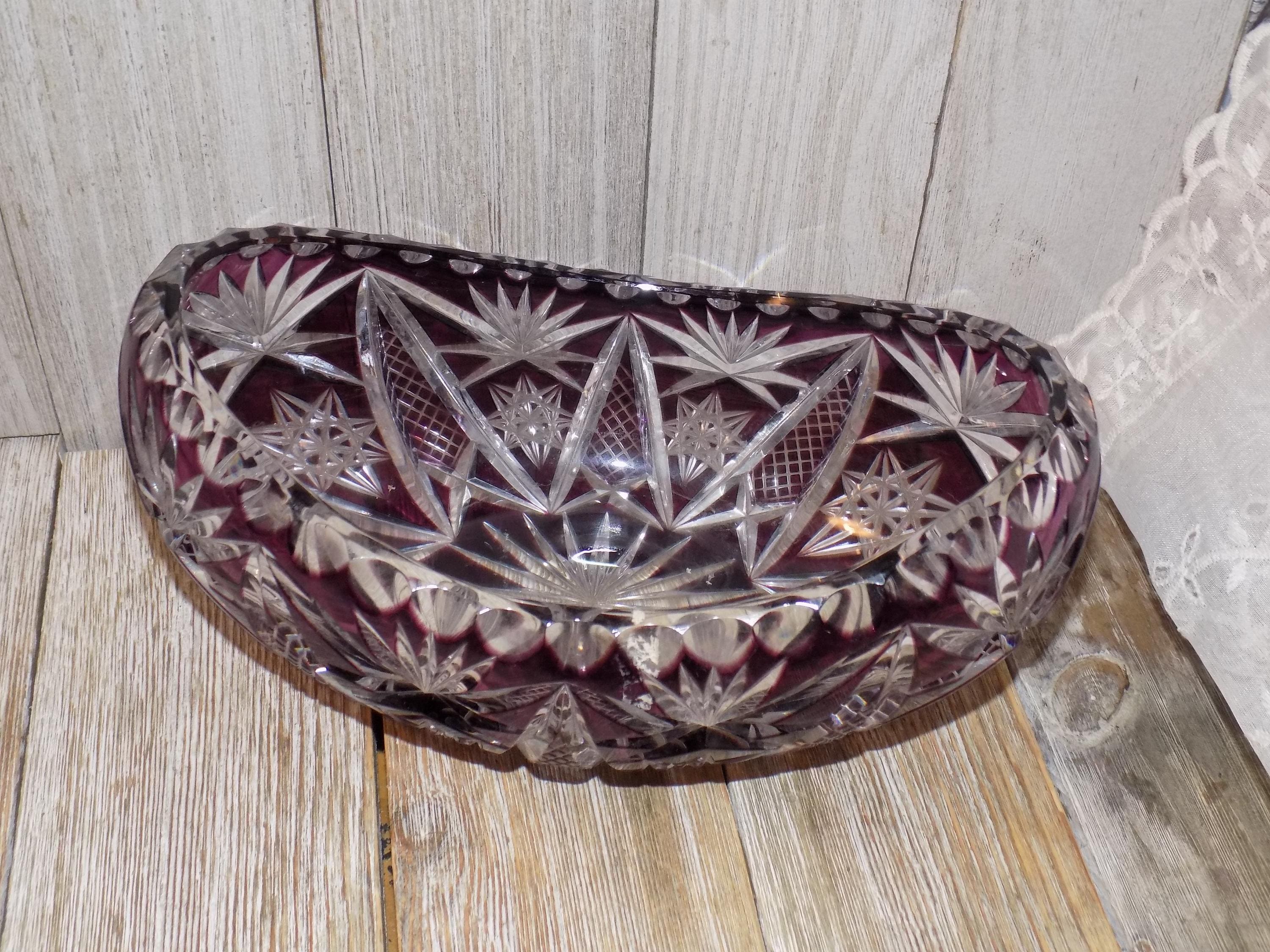 Bowl Oval Red Crystal Look Bowl, HEAVY, Red Bowl, Vtg Tableware, Vtg Home Decor, Memories, Gift, Prop, Daysgonebytreasures *y