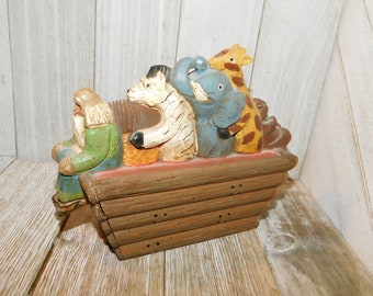Vtg Noah's Ark Wood Art Figure Folk Art Noah's Ark, Baby Nursery Décor Country Décor Vintage Home Décor, Baby Shower, Daysgonebytreasures *