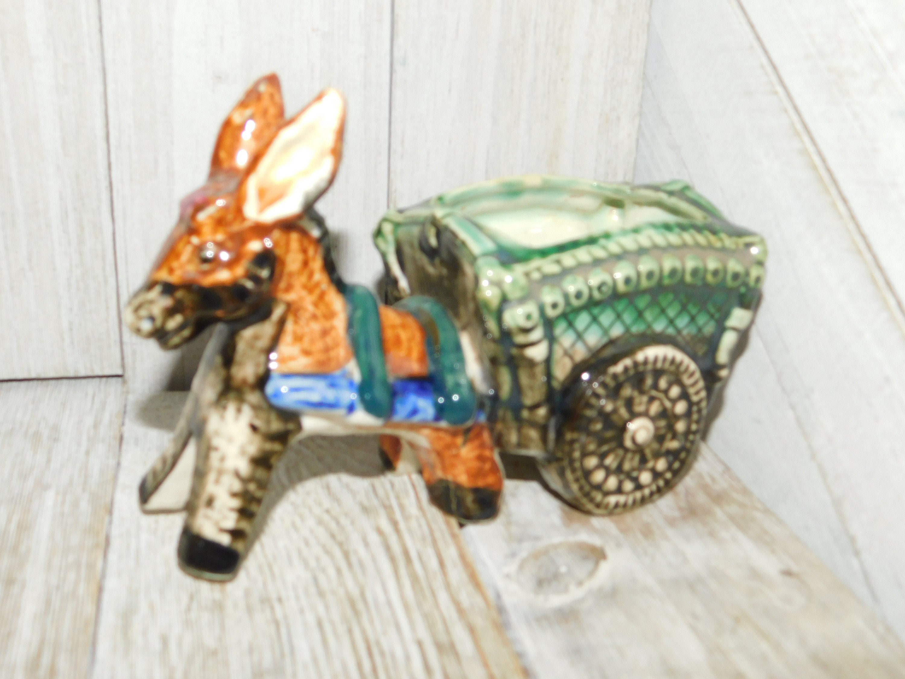 Vintage Donkey Pulling Cart Planter Donkey Planter Donkey Etsy