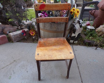 Vintage Heywood Wakefield Child's School Chairs, Wood & Metal, Set