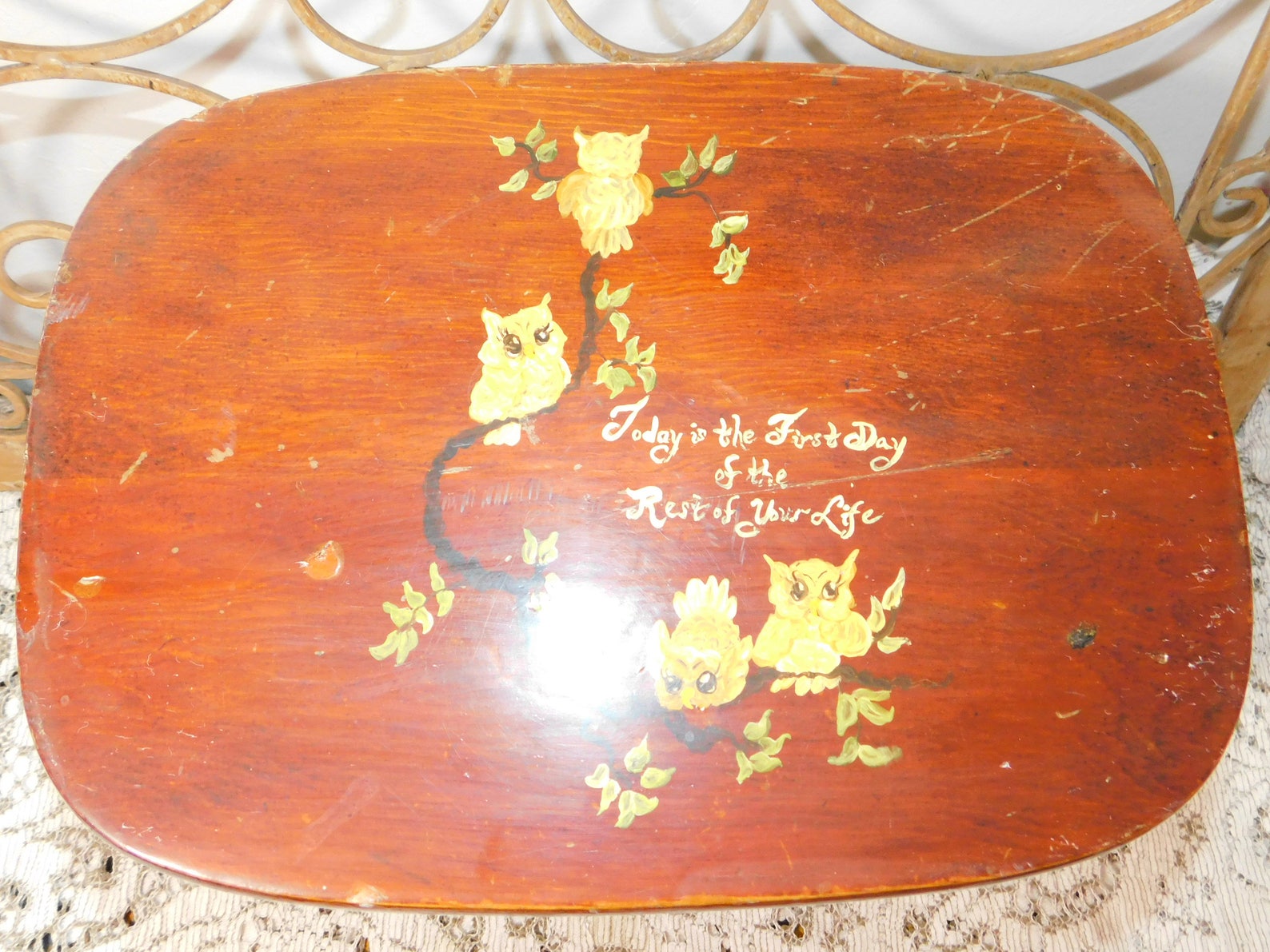 Stool Wooden Milking Stool Sm Little Stool Owls Primitive Etsy