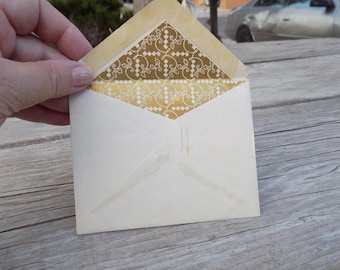 Envelope Used Vtg Pretty Inside Gold, Memories, Letter Writing, Gift, Prop, Daysgonebytreasures