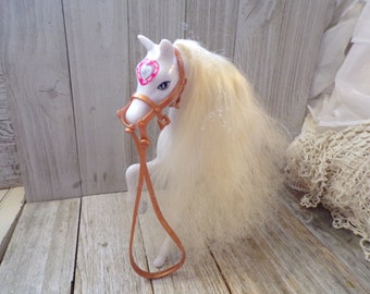 White Doll Horse, Fashion Doll Horse, Electronic Horse, Vintage Toy Doll Horse, Vintage Doll Horse, Vintage Toy Horse Daysgonebytreasures *y