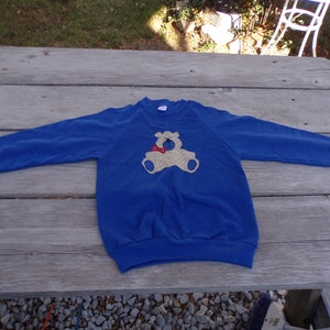 Sweat Shirt Teddy Bear, Dark Blue Sweat Shirt, Bear Sweatshirt,  Children Clothes, Vtg Clothing, Memories, Gift, Daysgonebytreasures *
