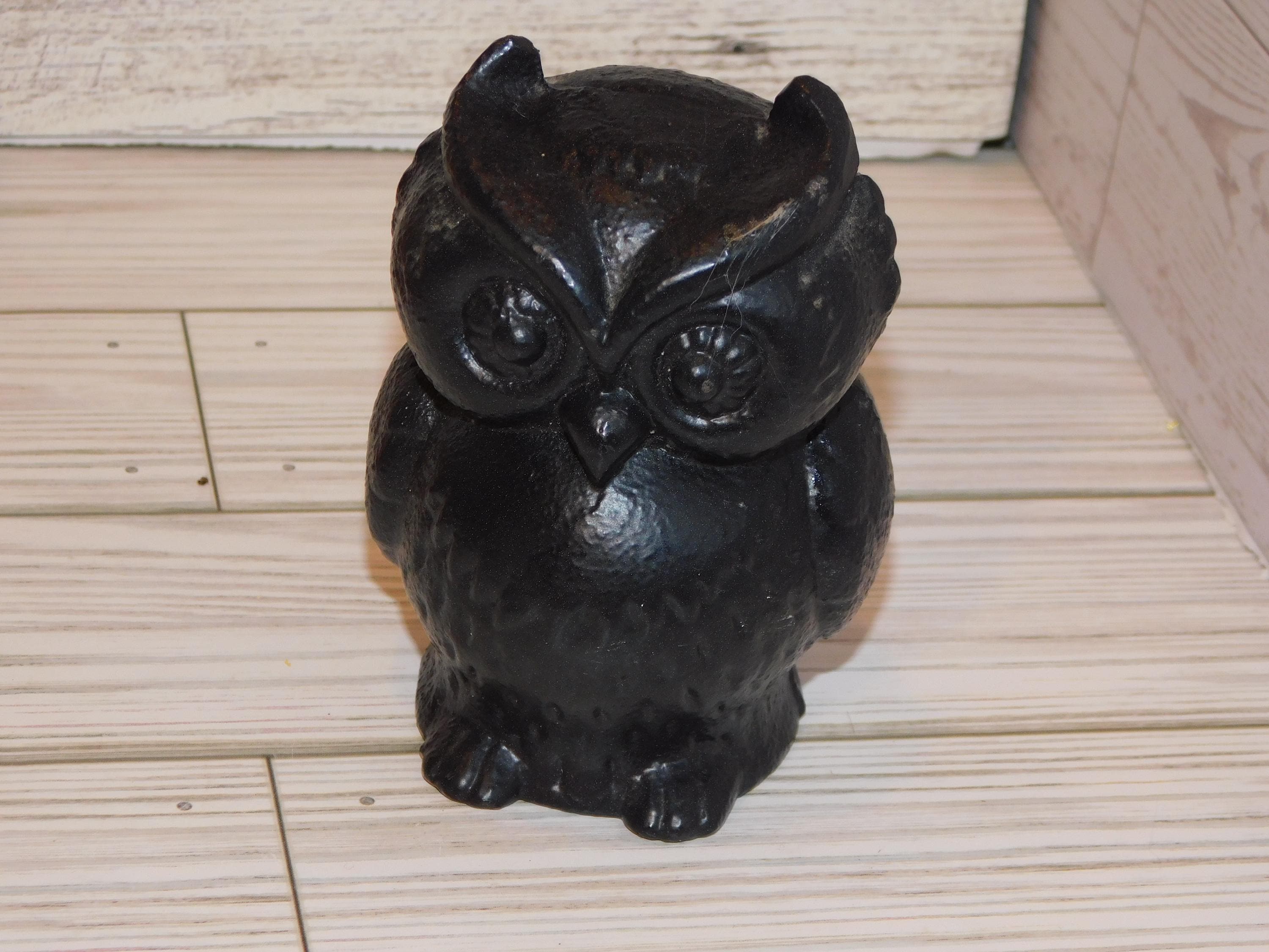 OWL CAST IRON Woodsy, Black Owl, Forest, Memories, Gift, Prop, Daysgonebytreasures *y