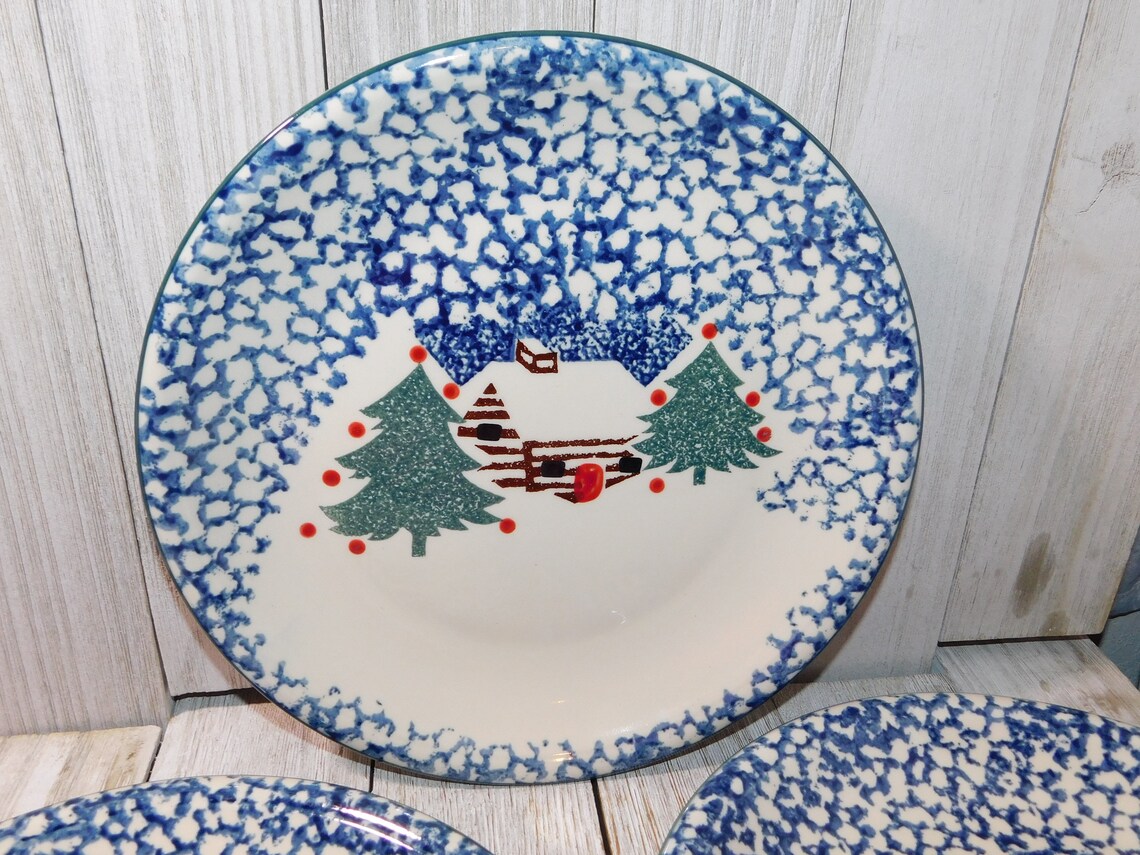 Folk Craft Cabin in the Snow Dinner Plates Sold Separately Etsy